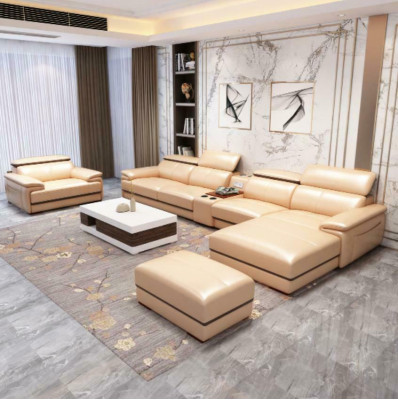 Relax divano angolare a forma di L moderno imbottito lussuoso per arredamento da soggiorno.