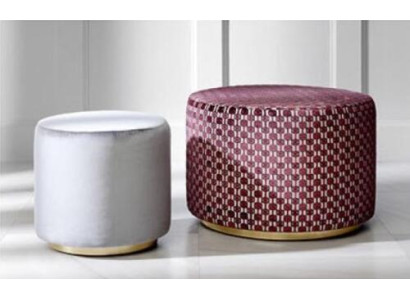 Gruppo sgabelli poggiapiedi panca pouf pouf in velluto tessuto tondo legno set 2 pezzi.
