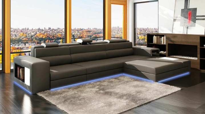 Design XXL Grande divano ad angolo imbottito angolare Forma a L divano in pelle Set di divani