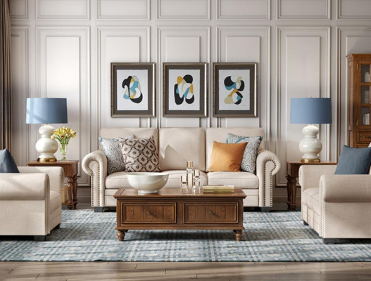 Sofà 3 posti completo di poltrona poltrona in tessuto design divano