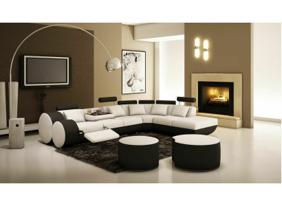 XXL divano angolare multifunzionale in pelle grande moderno