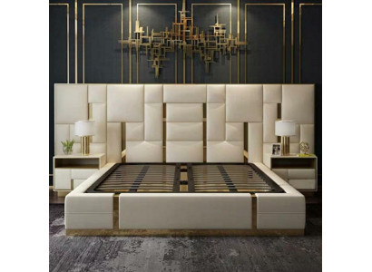 Letto Imbottito Design di Lusso in Legno Letti Matrimoniali Albergo Camera da Letto