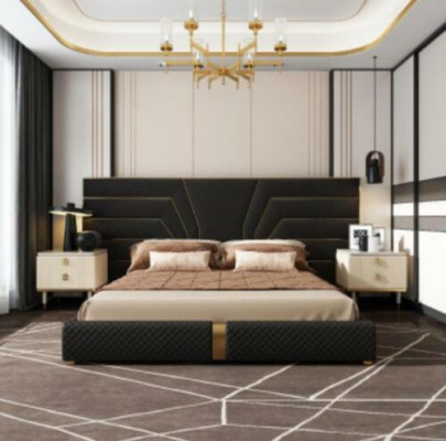 Letto design 180x200 in pelle tessuto Letti camera da letto matrimoniale di lusso