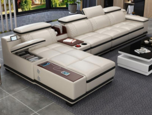 Divano ad angolo a L-forma Salotto Divano angolare Divano imbottito Seduta Design Divano Divani Bianco Sofa
