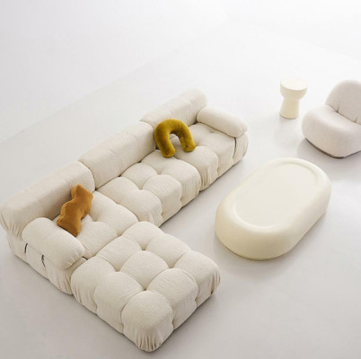 Divano ad angolo a forma di L abitabile Relax Sedile Design Divano Lounge Angolare Moderno Tessile