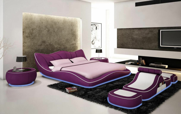 Design moderno Letto XXL Letti decorativi Stile di lusso Doppi Hotel Pelle