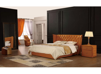 Letto matrimoniale design in pelle Chesterfield di lusso per hotel.