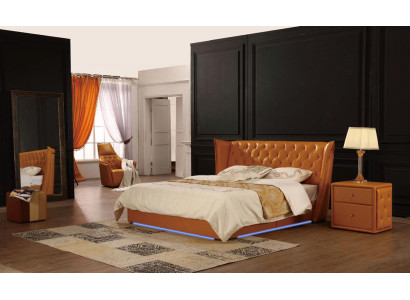 Letto matrimoniale design in pelle Chesterfield di lusso per hotel.