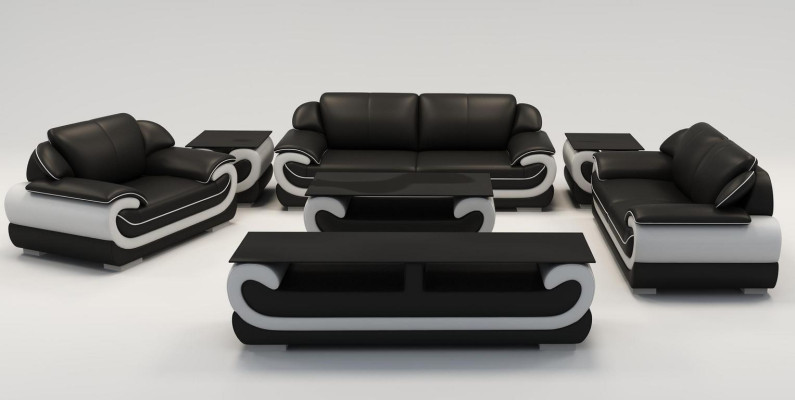 Divano in pelle angolare composizione 3 + 2 posti design moderno divano 0615