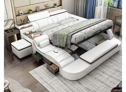 Letto di lusso in pelle letto 180x200 Letti multifunzione Camera da letto Letto scaffali