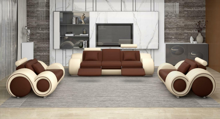 Sofà design divano 3+2 set divano imbottito in pelle per soggiorno