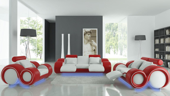 Sofà design divano 3+2 set divano imbottito in pelle per soggiorno