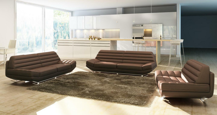 Set divano design 3+2 in pelle per il salotto