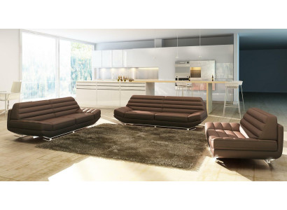 Set divano design 3+2 in pelle per il salotto