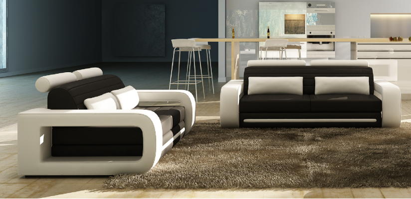 Divano in pelle angolare 3 posti + 2 posti Design moderno Sofà Set sofa