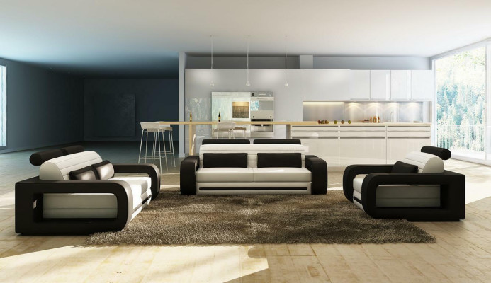 Divano in pelle angolare 3 posti + 2 posti Design moderno Sofà Set sofa