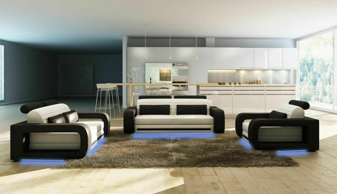 Divano in pelle angolare 3 posti + 2 posti Design moderno Sofà Set sofa