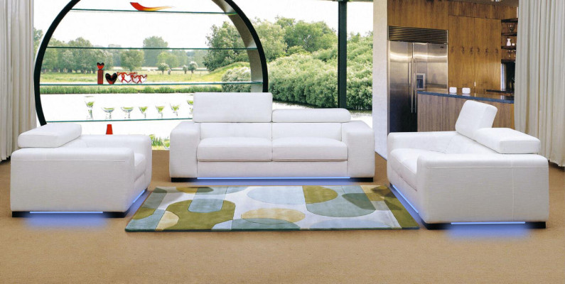 Sofà design divano 3+2 set imbottito in pelle divano decorativo soggiorno