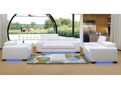 Sofà design divano 3+2 set imbottito in pelle divano decorativo soggiorno
