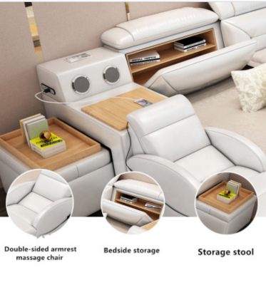 Doppio letto imbottito in pelle di design di lusso USB hotel multifunzione