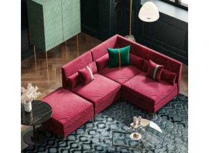 Soggiorno divano ad angolo L-form in velluto massello design seduta relax soggiorno nuovo.