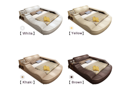 Letto multifunzionale di lusso con design in pelle per hotel con doppio ripiano.
