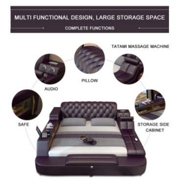 Design Letto Letti in Pelle Hotel Imbottiti 180x200 Multifunzionale Scaffale