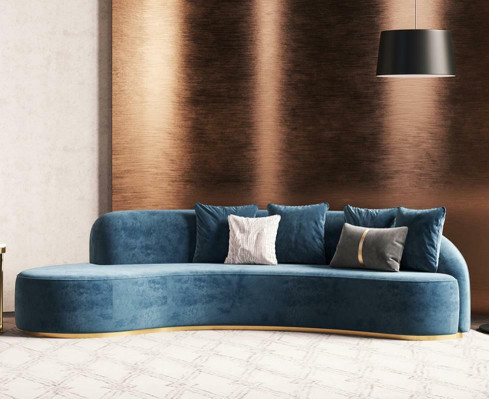 Divano in velluto 4 posti Rivestimento tessile Moderno Relax Seduta di lusso Mobili angolari Divano rotondo Nuovo