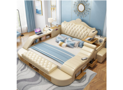 Letto imbottito di lusso in design doppio 180x200 in pelle Chesterfield multifunzione