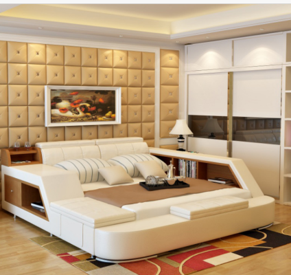 Doppio lusso Design Letto in pelle Letti imbottiti Moderni Albergo