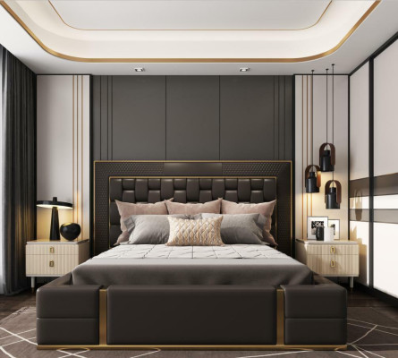 Letto matrimoniale Letto in pelle Letti Letto in pelle Imbottito Camera da letto 180x200cm