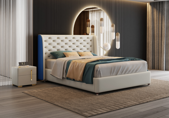 Letto Imbottito Design di Lusso Letti Matrimoniali Hotel Camera da Letto in Pelle Moderni