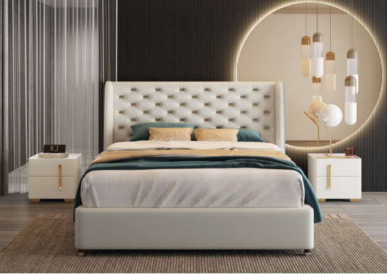Letto Imbottito Design di Lusso Letti Matrimoniali Hotel Camera da Letto in Pelle Moderni