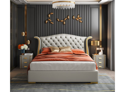 Camera da letto di lusso con letto matrimoniale 150/180x200cm, letti da hotel in pelle