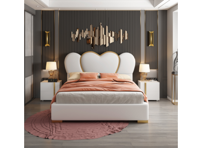 Camera da letto di lusso Letto Imbottito Design Letti di lusso matrimoniali in pelle per hotel