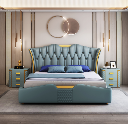 Camera da letto verde Letto Imbottito Design Letti Matrimoniali 180x200 cm