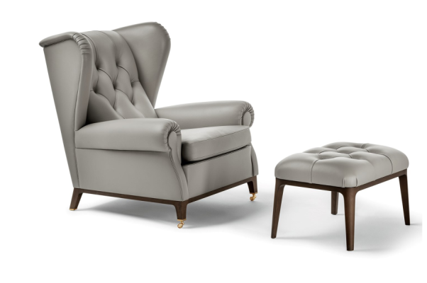 Set moderno di guarnizioni per poltrone relax per la TV 2 pezzi. Poltrona poggiapiedi laterale.