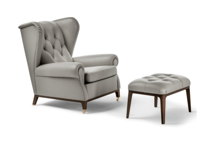 Set moderno di guarnizioni per poltrone relax per la TV 2 pezzi. Poltrona poggiapiedi laterale.