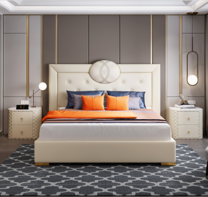 Camera da letto di lusso Letto matrimoniale Design imbottito Mobili per letti Hotel