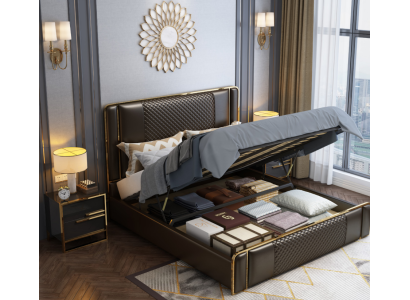 Letto di design di lusso per la camera da letto Rivestito in velluto Mobili Letti in tessuto