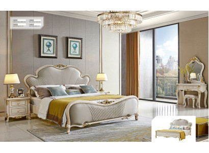 Tavolo trucco Letto 2x Comodino Mobili Camera da letto Set 5 pezzi Legno massiccio