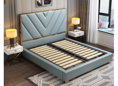 Letto design imbottito di lusso in metallo per camere da letto matrimoniali in hotel.