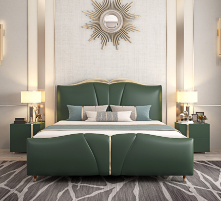 Designer letto camera da letto Letti Tessuto Pelle Hotel Lusso Imbottiture