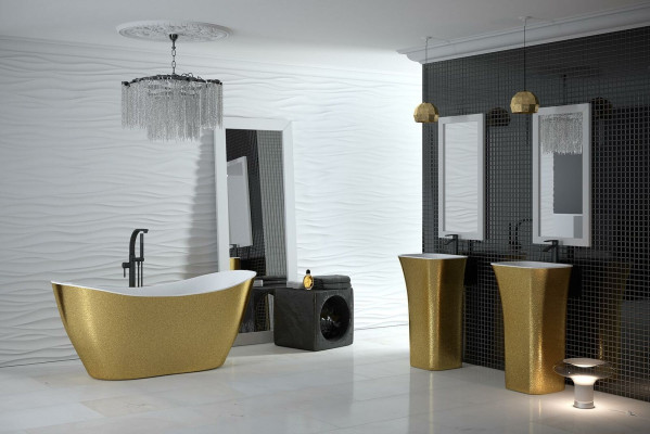 Vasca da bagno dorata di design Vasca di lusso dorata e indipendente