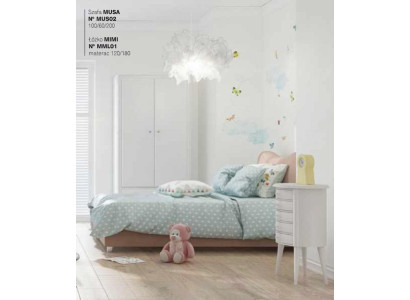 Stanza dei bambini Letto per bambini Letto Comodino Armadio in legno Mobili Bianco Set 3 pezzi