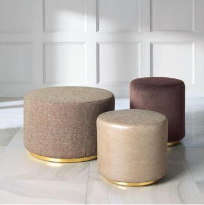 Set soggiorno divano poltrona tavolino pouf divani mobili tessili 3 pezzi.
