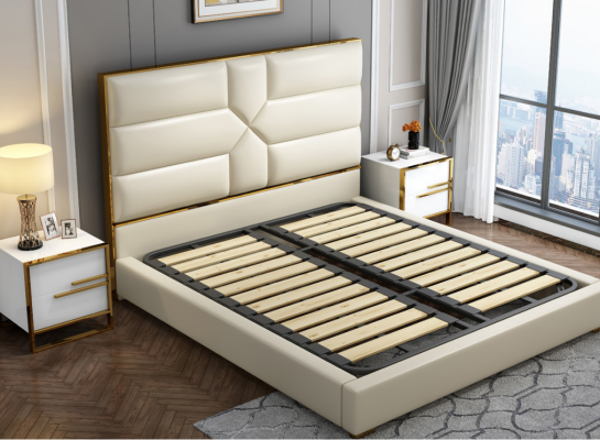 Lussuoso letto da camera da letto imbottito design lussuoso letti matrimoniali di hotel di lusso.