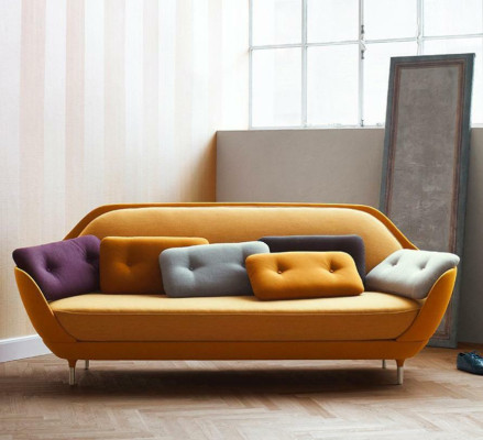 Divano paesaggio abitativo Relax Seduta Design Divano Lounge Tessuto Grigio Moderno Divani Nuovi