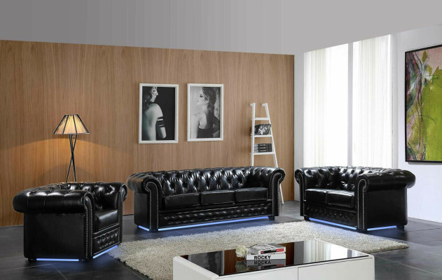 Chesterfield divano in pelle, divano, poltrona imbottita, set di sedili imbottiti 3 + 2 posti