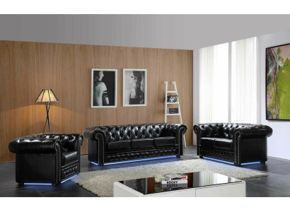 Chesterfield divano in pelle, divano, poltrona imbottita, set di sedili imbottiti 3 + 2 posti